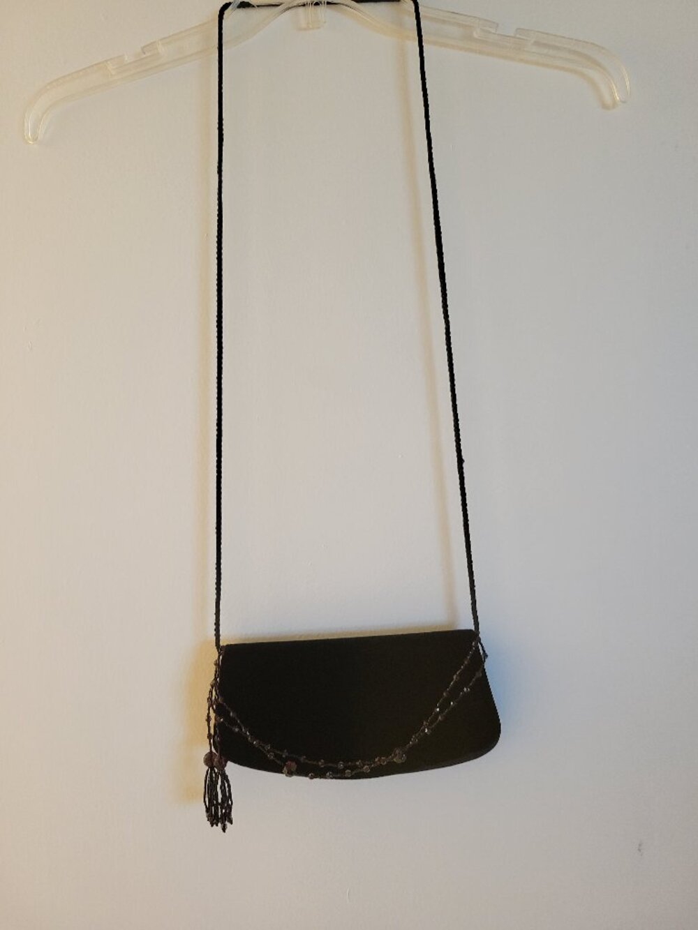 La Regale Vintage Clutch Crossbody Bag - Black Velvet / Nylon - Black.